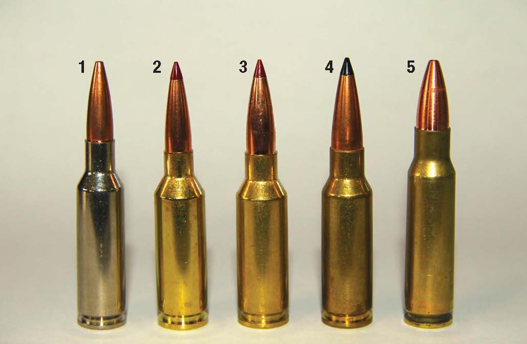 Patrick’s favorite AR-15 cartridges include the (1) 224 Valkyrie, (2) 22 ARC, (3) 6mm ARC, (4) 6.5 Grendel and (5) 6.8 Remington SPC (Special Purpose Cartridge).